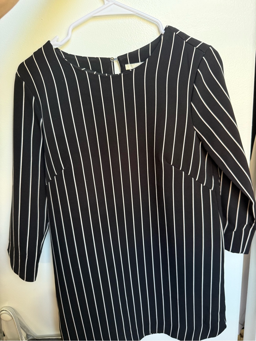 H&M Black Dress with White Pinstripes